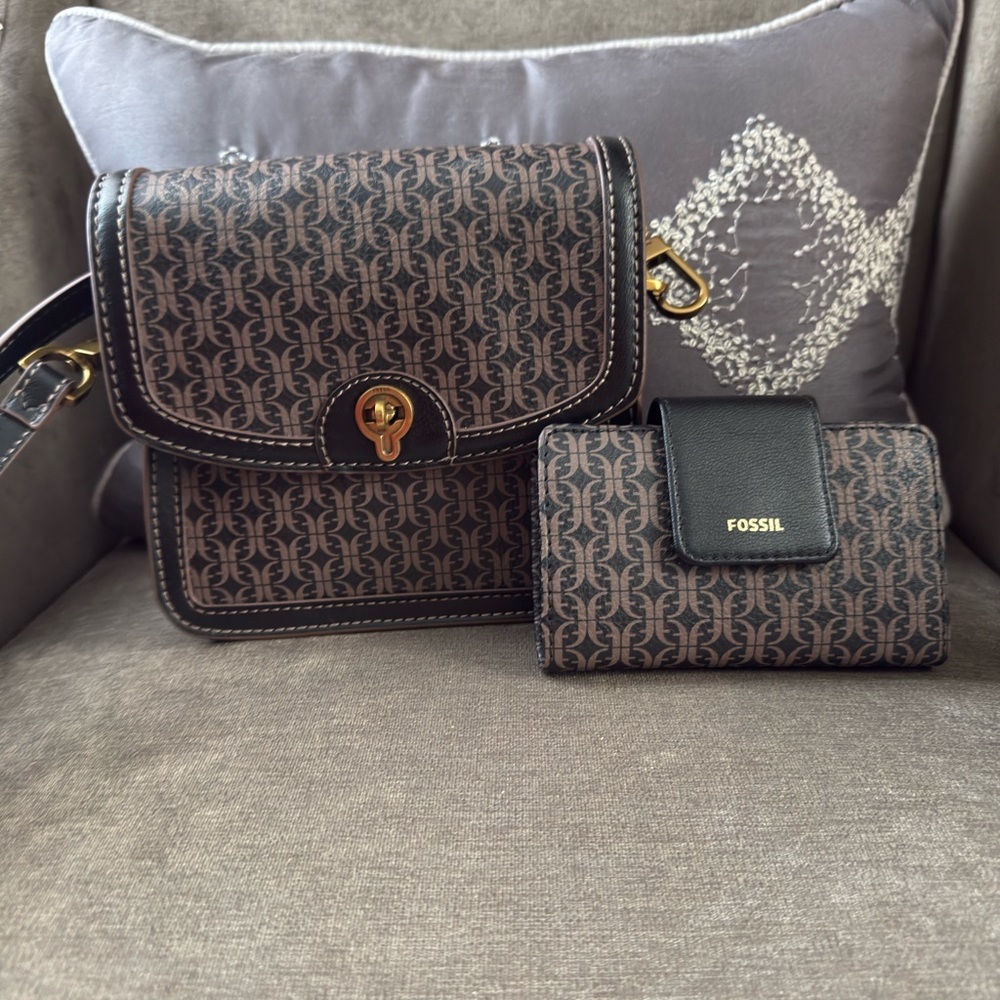 Fossil Brown and Black Women's Bag Set